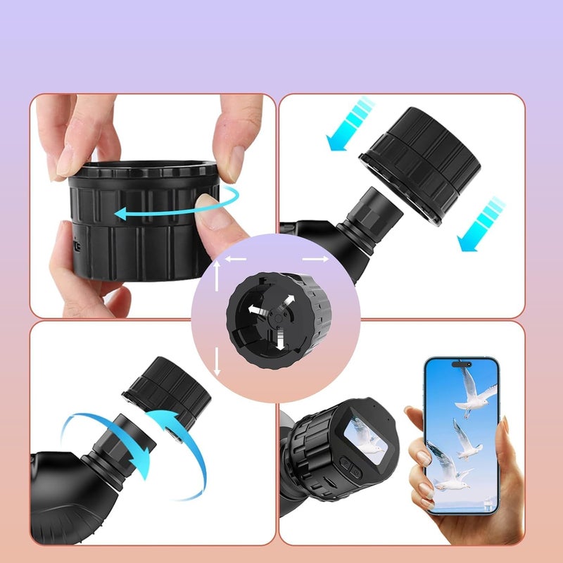 Unalace 64GB Digital Eyepiece Telescope Camera with 2K HD Video & WiFi - Telescope Microscope Accessory, 25-50mm Eyepiece Adapter, Live View Screen, App Control, Perfect for Astrophotography, Birds Watching - Image 3
